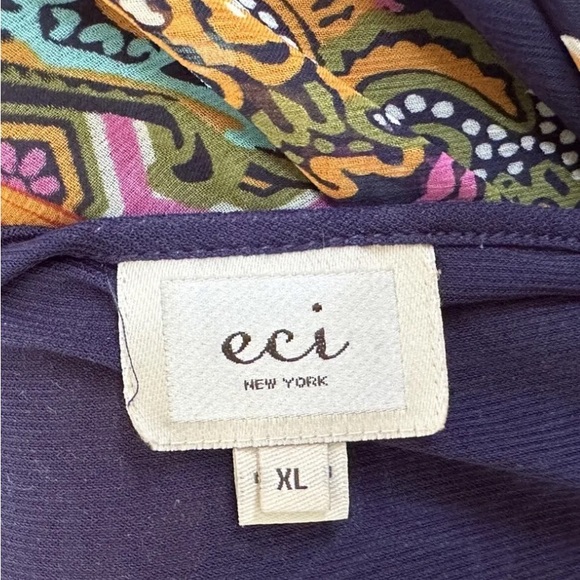 BOHO ECI New York POLYESTER CHIFFON PEASANT SMOCK TOP CAMISOLE LINING XL HIPPIE - Picture 5 of 5